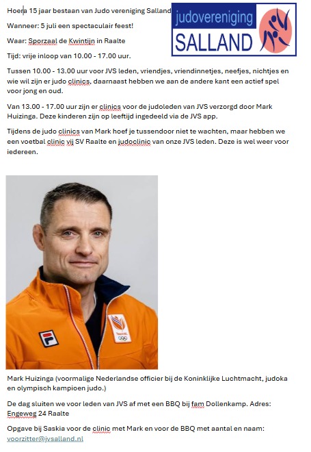 15 jarig bestaan Judo vereniging Salland
