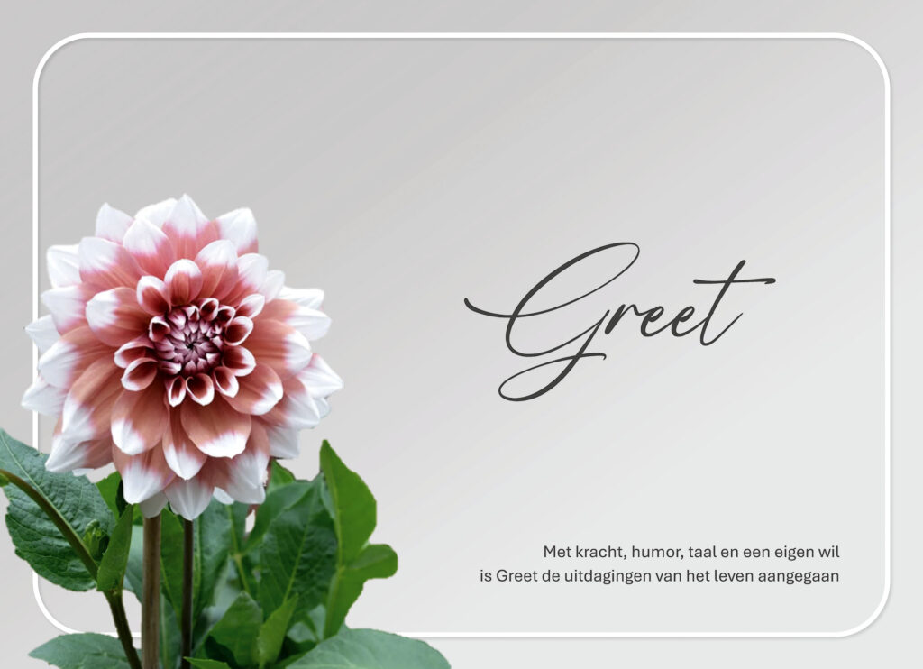 Rouwkaart Greet Van Zijl Weerdenburg 1