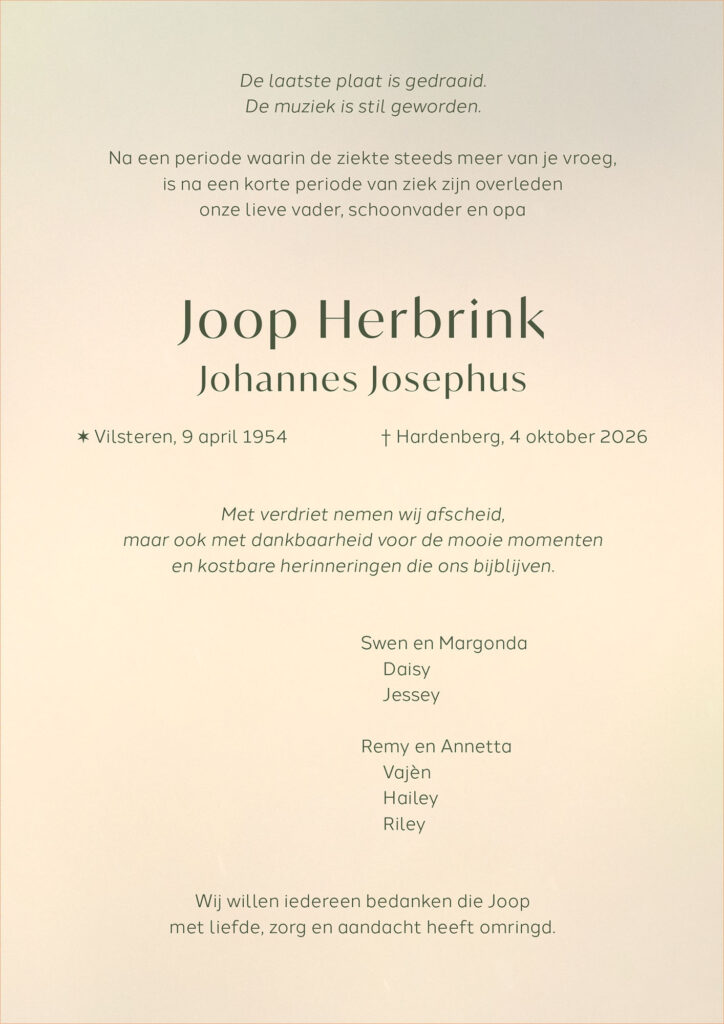 Rouwkaart Joop Herbrink 2