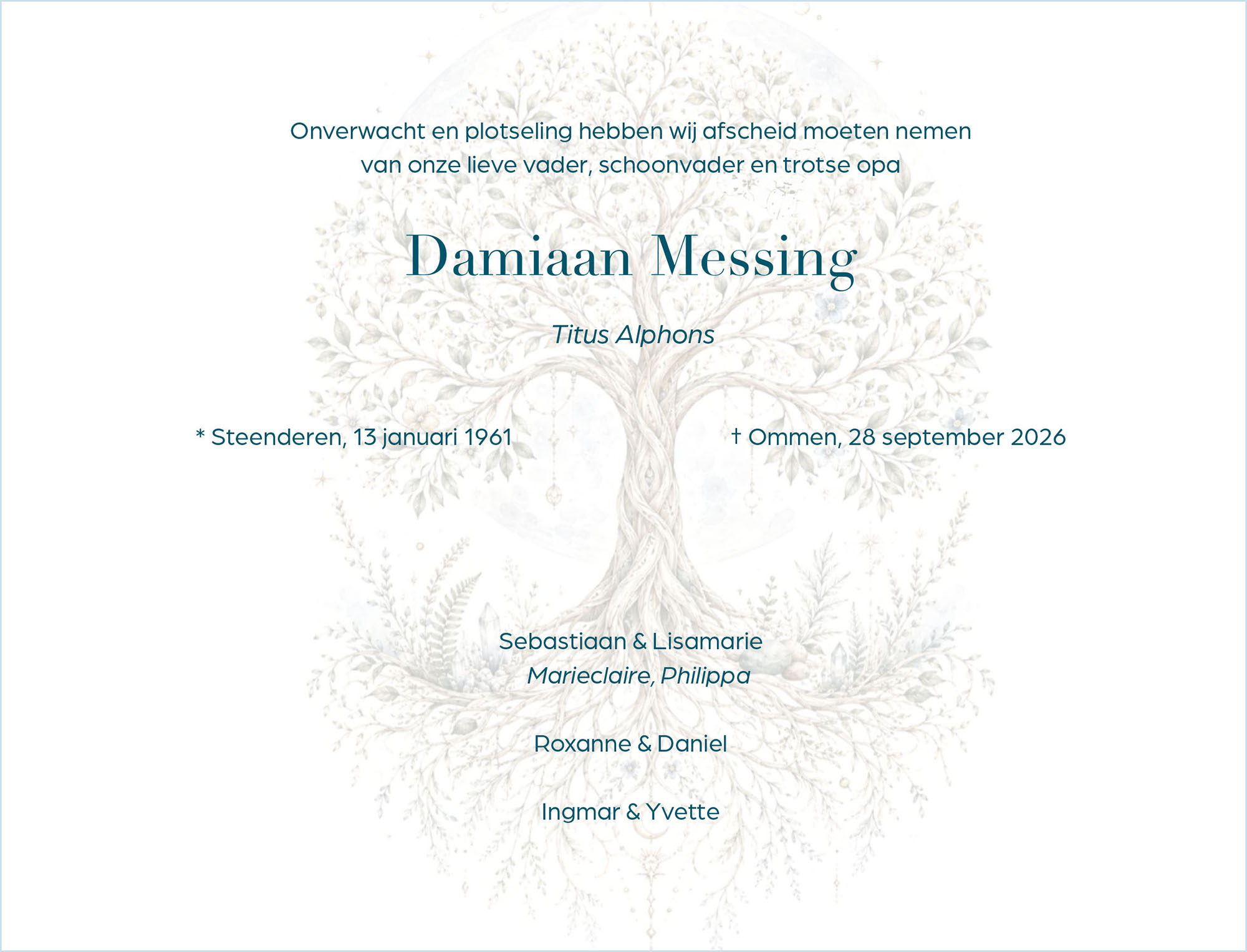 Overlijdensbericht Damiaan Messing 2